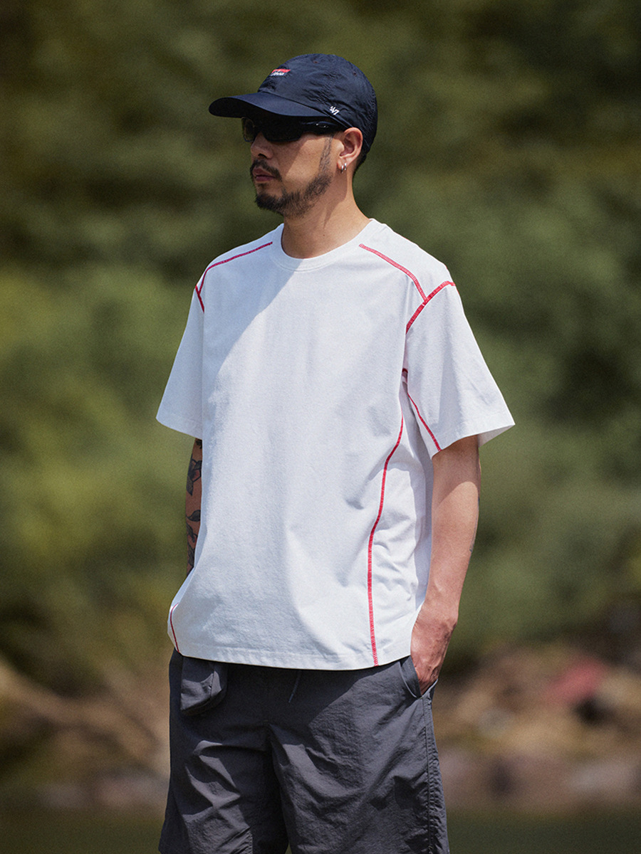 Trs Sports Outdoor | 26Ss Summer Cool Quick-Dry Color-Block Stitching Breathable Sweat-Wicking Sports Short-Sleeve Crew Neck T-Shirt