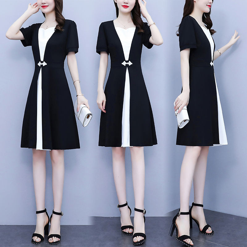 2026 Fashionable High-End Summer Dress for Plus-Size Women, Elegant Patchwork Dress, Plus-Size Women's Clothing That Hides the Belly and Makes You Look Slimmer, Trendy Dress