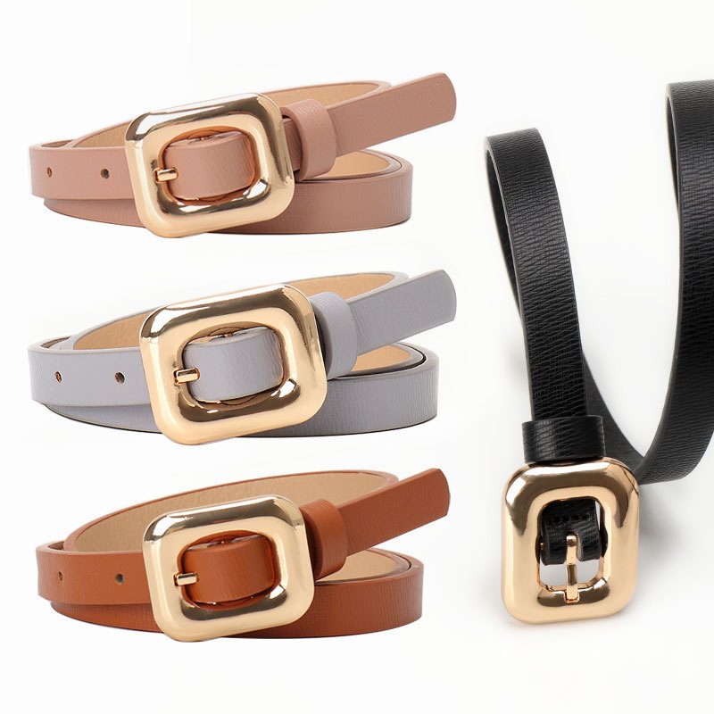 Summer New Simple Alloy Square Buckle Women's Belt All-match dress Jeans High-grade Thin Belt Women