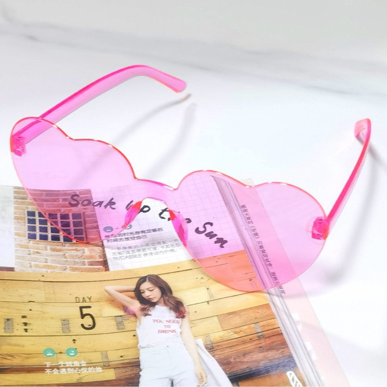 Heart Glasses Factory Candy Jelly Color Heart Glasses Personalized European and American Sunglasses Men and Women Heart Sunglasses