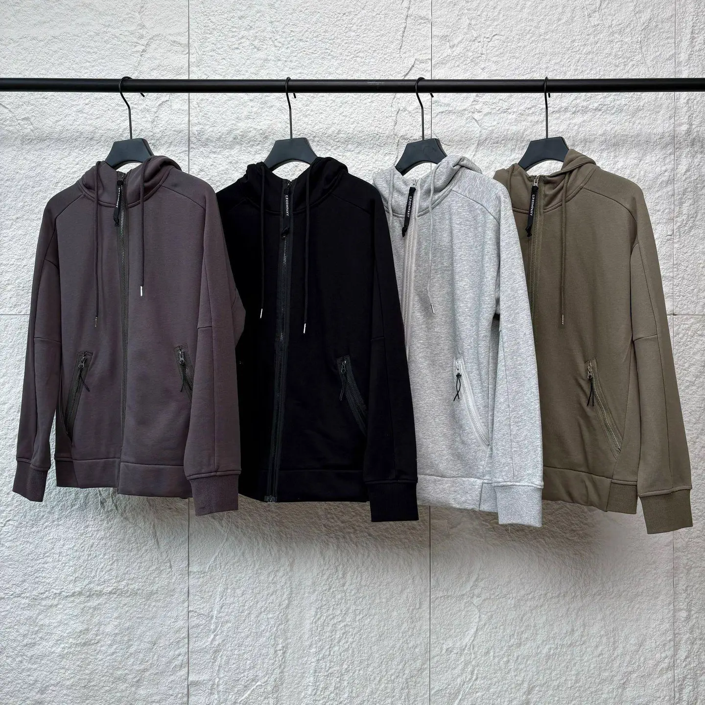 Cross-Border Men's Cp Embroidered Cardigan Jacket Hooded Korean Style Casual Youth Thickeneded Casual Sweatshirt