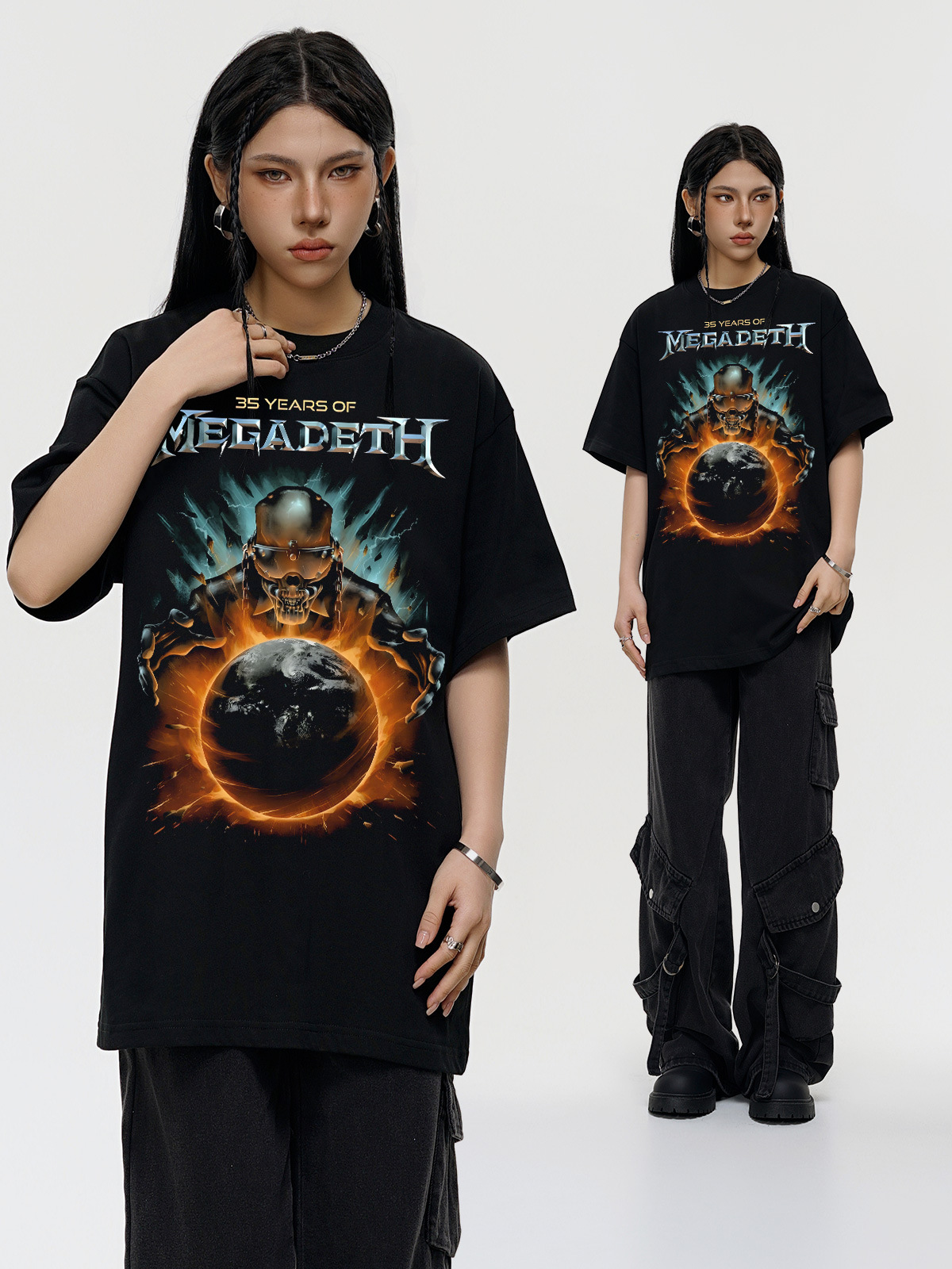 MEGADETH BOOTLEG VINTAGE Rock Band Short Sleeve T-shirt American Washed Old Heavy Cotton