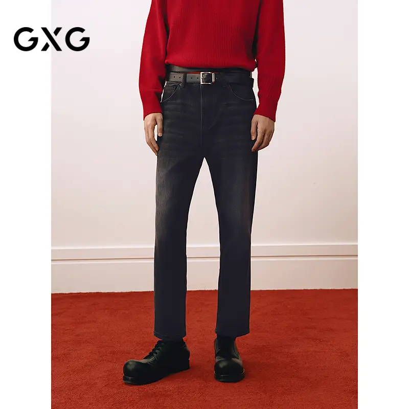 [New Year Golden Snake Series] Gxg Men's Clothing Mall Same Style Black Gray Tapered Denim G25X051016