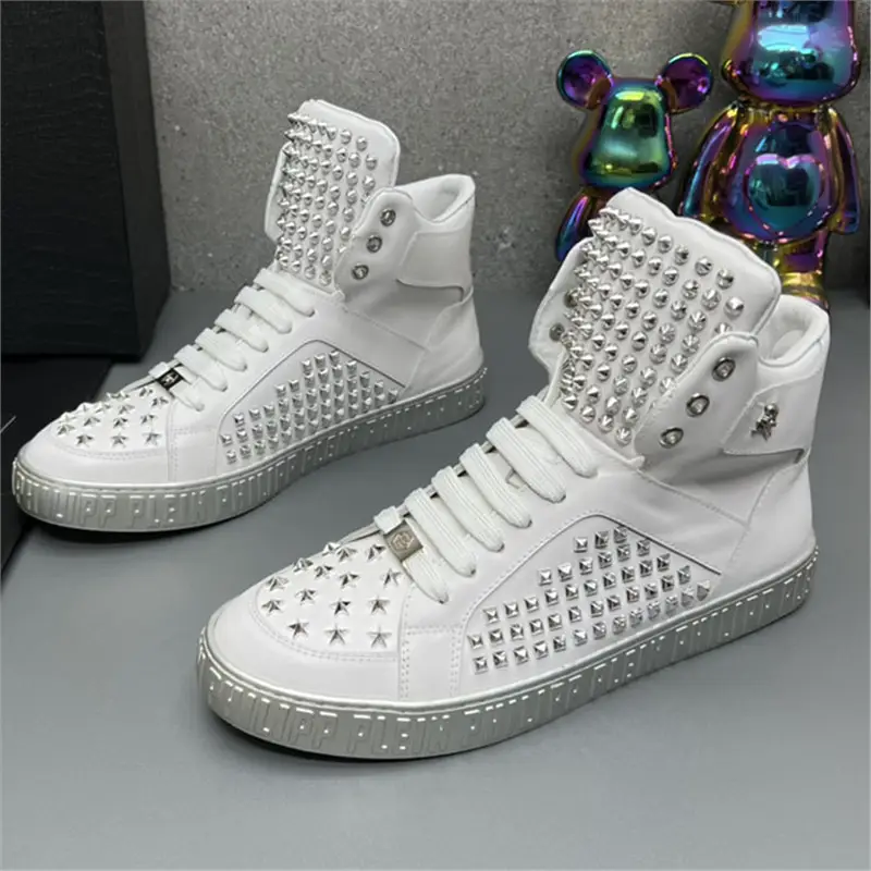 Autumn and Winter European Station 2025 New Genuine Leather Men's Shoes Versatile Breathable Fashion Casual Sports Shoes Star High-Top Shoes