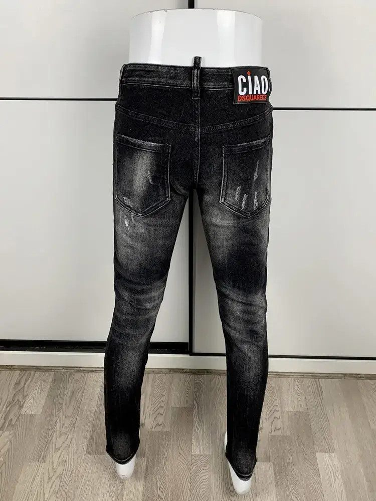 25 New arrival All Year Round Denim male D2 stretch silm pants DSQ2 Minimalist youth washed black urban upscale