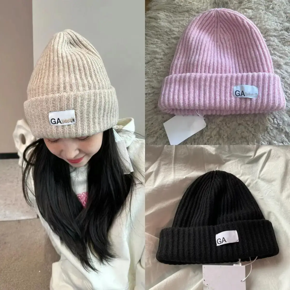 Real Wool! New Classic Letter Logo Dome Classic Wool Blended Woolen Hat Knitted Hat for Women
