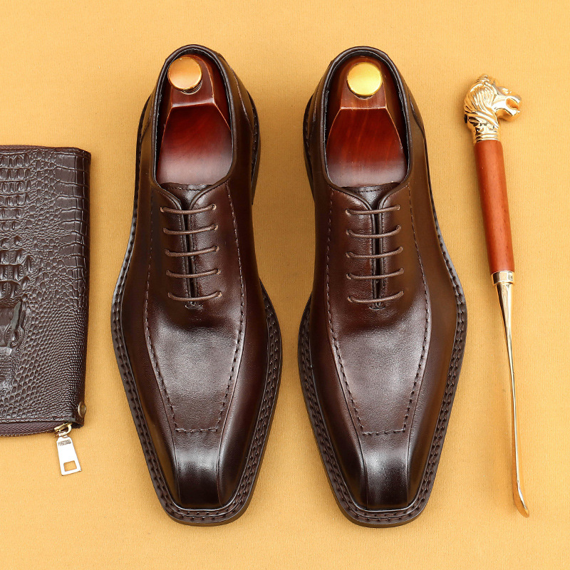 [vip for] business formal leather shoes men's soft-soled professional work shoes pointed British retro Oxford men's shoes