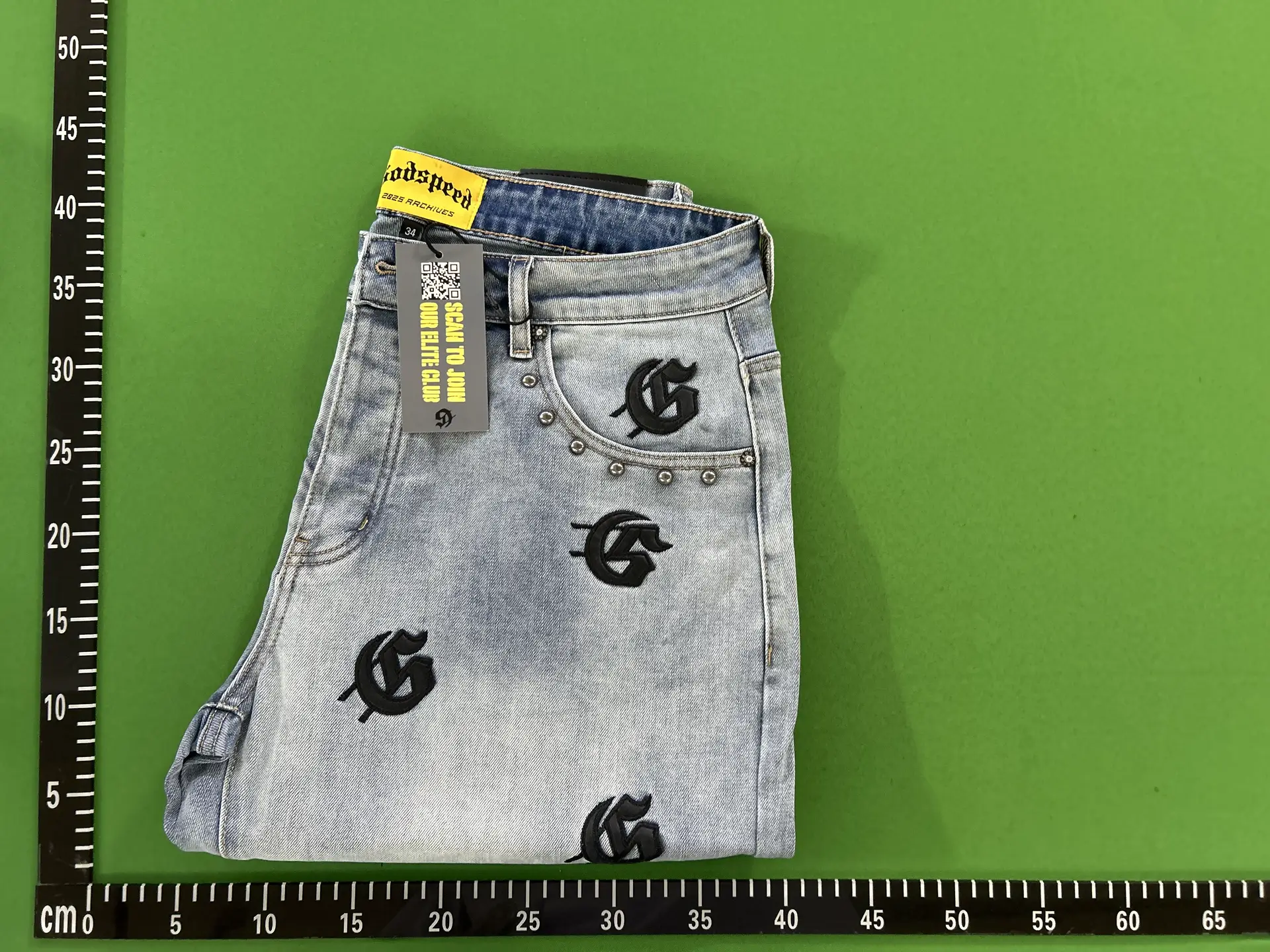 Cross-border Tide Brand Foreign Trade God & speed Letter logo Embroidered Denim Shorts Men's and Women's High Street Casual Pants
