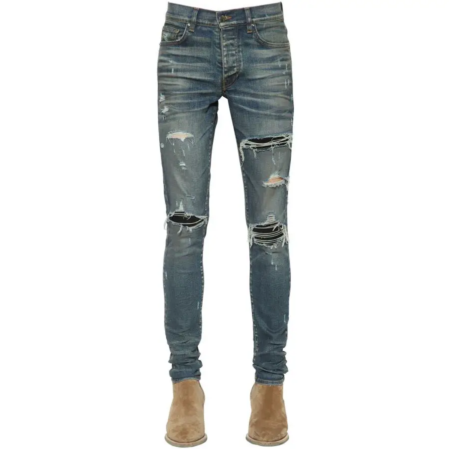 Amiri Blue Distressed Ripped Jeans