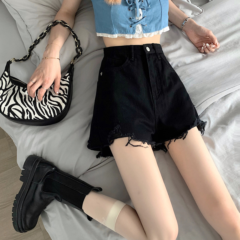 Women's Summer High-Waisted Slimming Wide-Leg Loose A-Line Plus-Size Denim Shorts Trendy Ins Summer Thin High-End Style