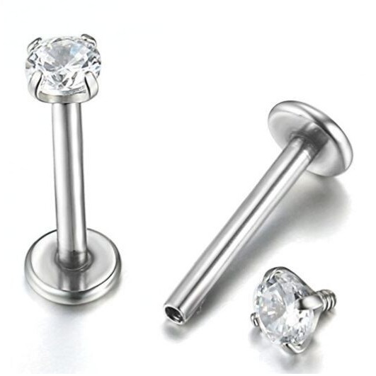 eBay Amazon lip nail zircon ear bone nail stainless steel zircon ear nail piercing jewelry