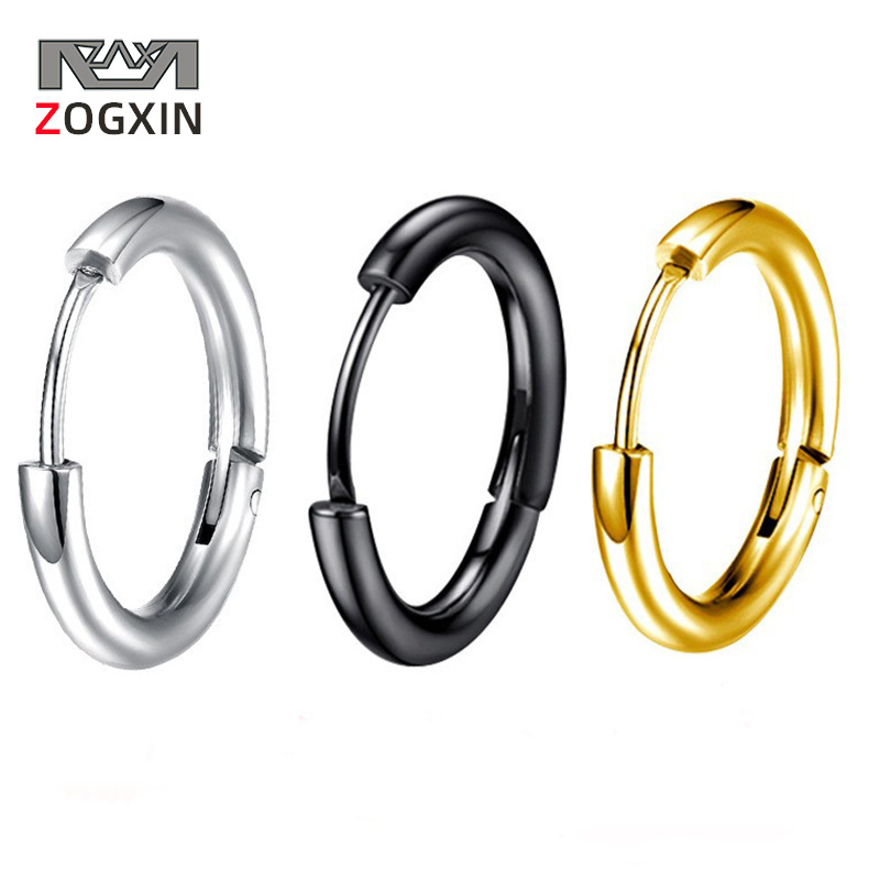 Cross-border Europe and the United States 18K stainless steel round earrings niche design titanium steel men's and women's all-match earrings earrings earrings