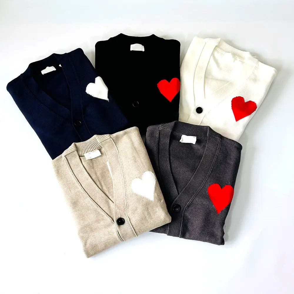Love AMI Sweater INS French Fashion Brand Loose Single-breasted V-neck Knitted Cardigan Jacket for Men and Women