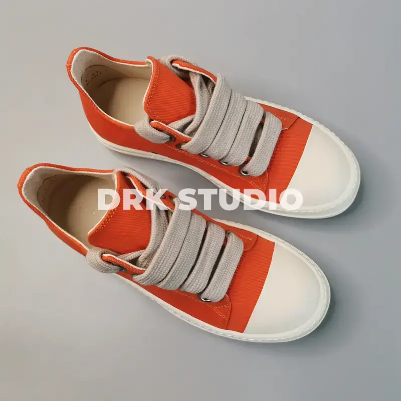 new New arrival Orange Twill Fabric Large Eyelet Thick Shoelace Back Patch Low Ankle Shoelace Men's and Women's Couple Shoes