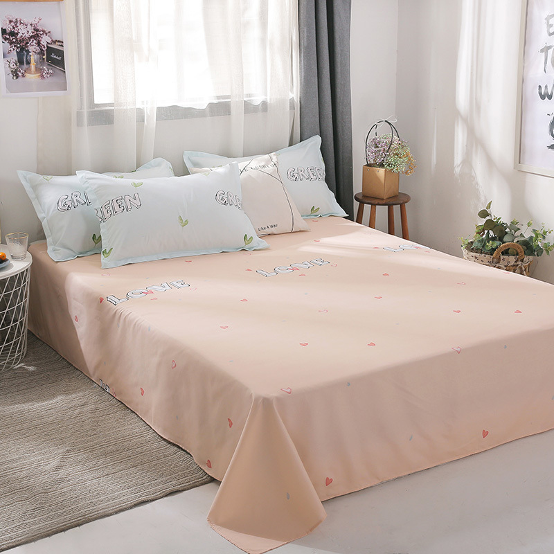 Small Fresh Green Teeth Skin-friendly Bed Sheet Quilt Cover Four-piece Set Student Dormitory Single Three-piece Simple Bedding
