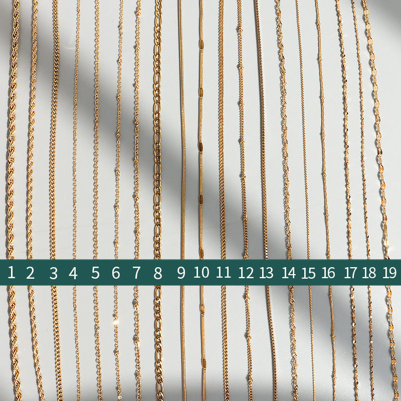Cross Chain Gipsophila Snake Bone Chain Twist Chain Box Chain Fish Mouth Chain Vertical Square Chain Titanium Steel 18K Gold Clavicle Necklace