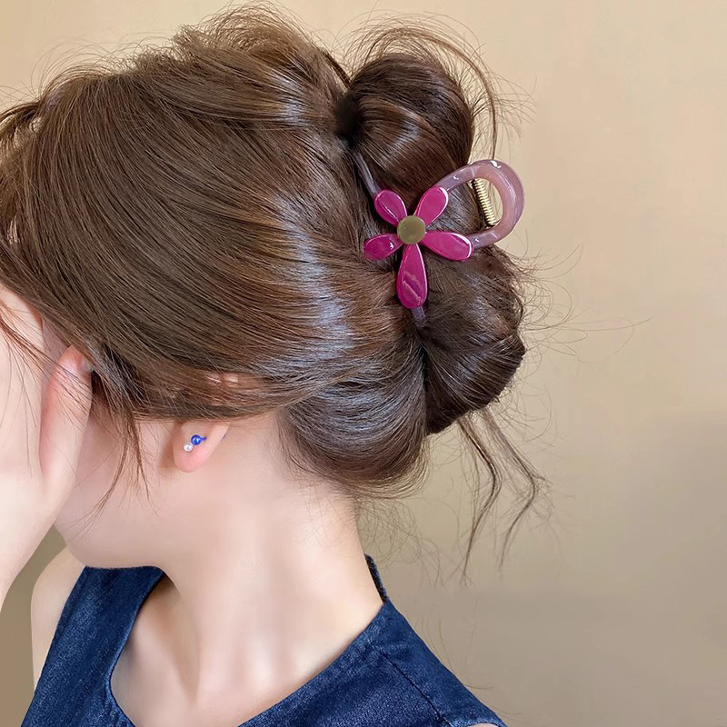 Acetate Sunflower Medium-Sized Clip for Atmospheric Photo-Taking Shark Clip for the Back of the Head, Half-Tied Hairpin Hair Accessory