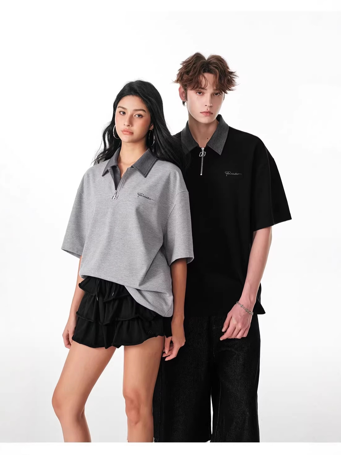 Summer High-End Polo Shirt T-Shirt Men's Zip-Up Half-Cardigan Fashionable Short-Sleeved 2026 New Casual Retro Top