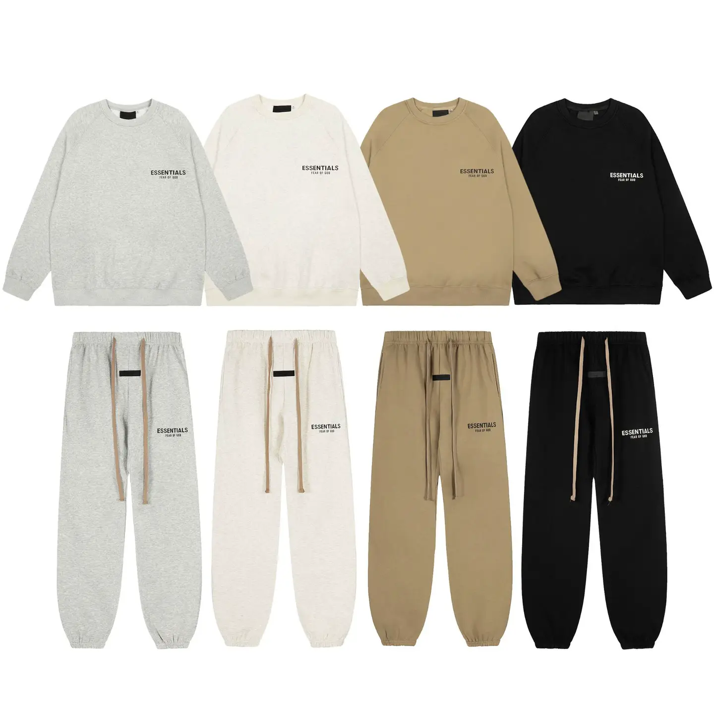 2025Ss New Cross-Border Hot Sale Fear of Fog Multi-Thread Essentials Silicone Letter Round Neck Sweatshirt