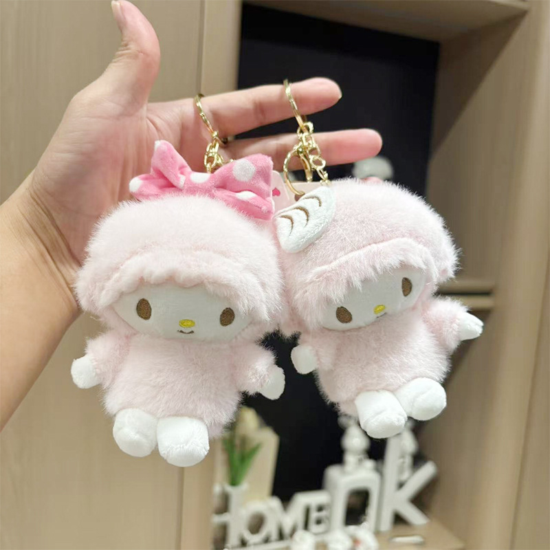 Japanese Cute Sanrio Piano Plush Toy Pendant Backpack Decoration Doll Keychain