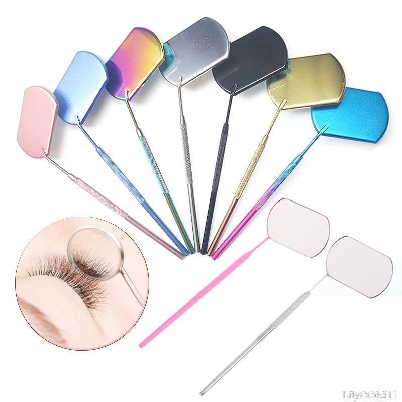 Factory direct supply new eyelash square inspection mirror grafting eyelash mirror stainless steel handheld portable inspection mirror