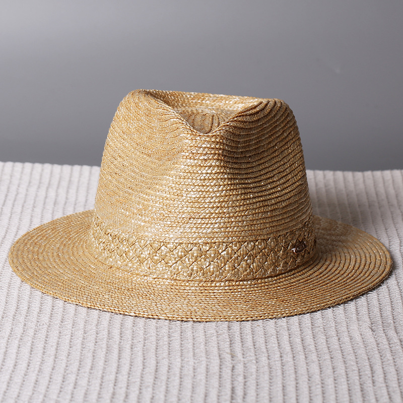 2026 New Retro French-Style Straw Jazz Hat, Holiday-Style Flat-Top Straw Hat for Men and Women, Summer Sun Protection Hat