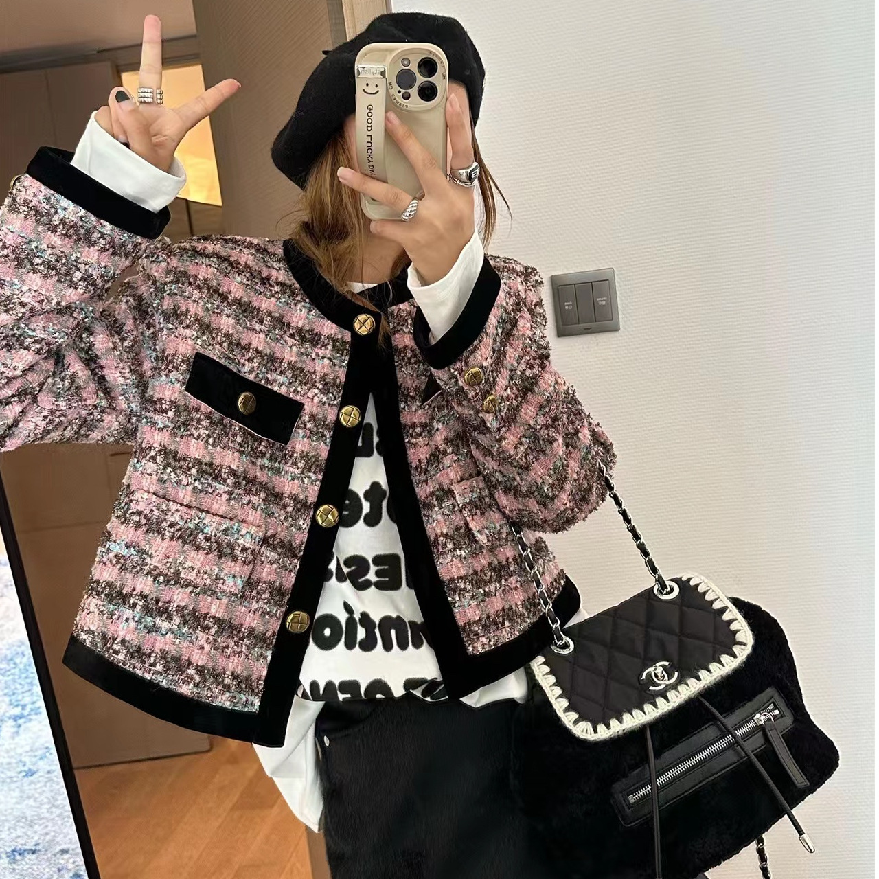 Korean Style Long Sleeve Boutique Short Coat Women's 2024 Autumn and Winter New High-end Sense Fashionable Slim Look All-match Cardigan Top