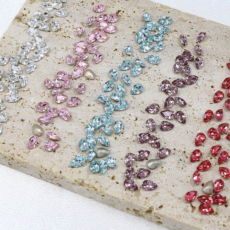Dongzhou's Popular 6*4mm Water Drop Nail Art Rhinestones, Super Shiny High-Quality K9 Glass Rhinestones, Butterfly Wing Stacked Rhinestones Nail Art Decorations