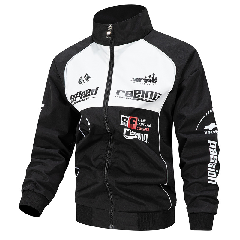 Cross-Border Live Broadcast Popular Racing Jacket Men's Casual Jacket Autumn Stand Collar Jacket Men's Outerwear Fashion Motorcycle Jacket