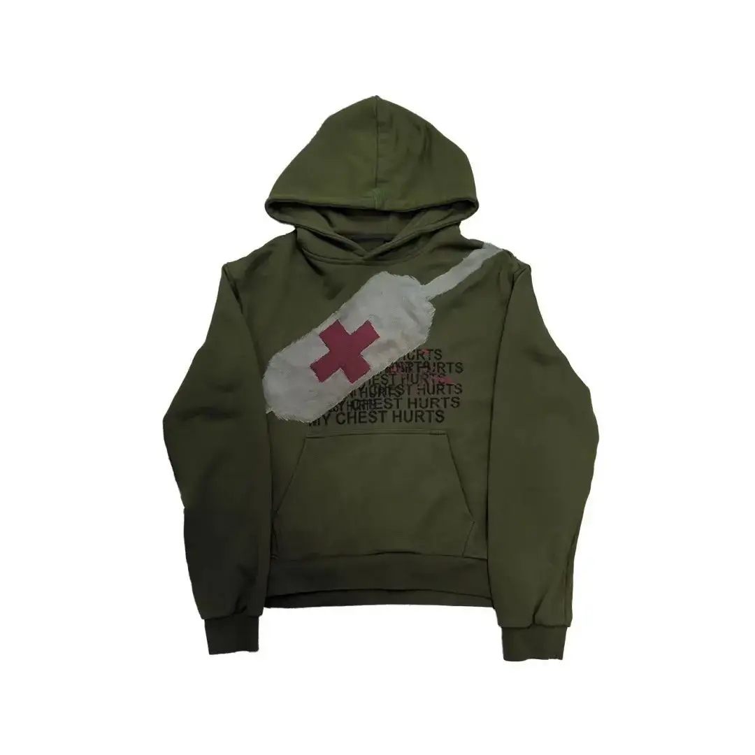Green graphic print hoodie
