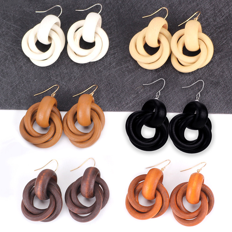 Creative jewelry European and American retro Oak earrings women's personality spiral ring earrings fashion jewelry manufacturers a generation of hair