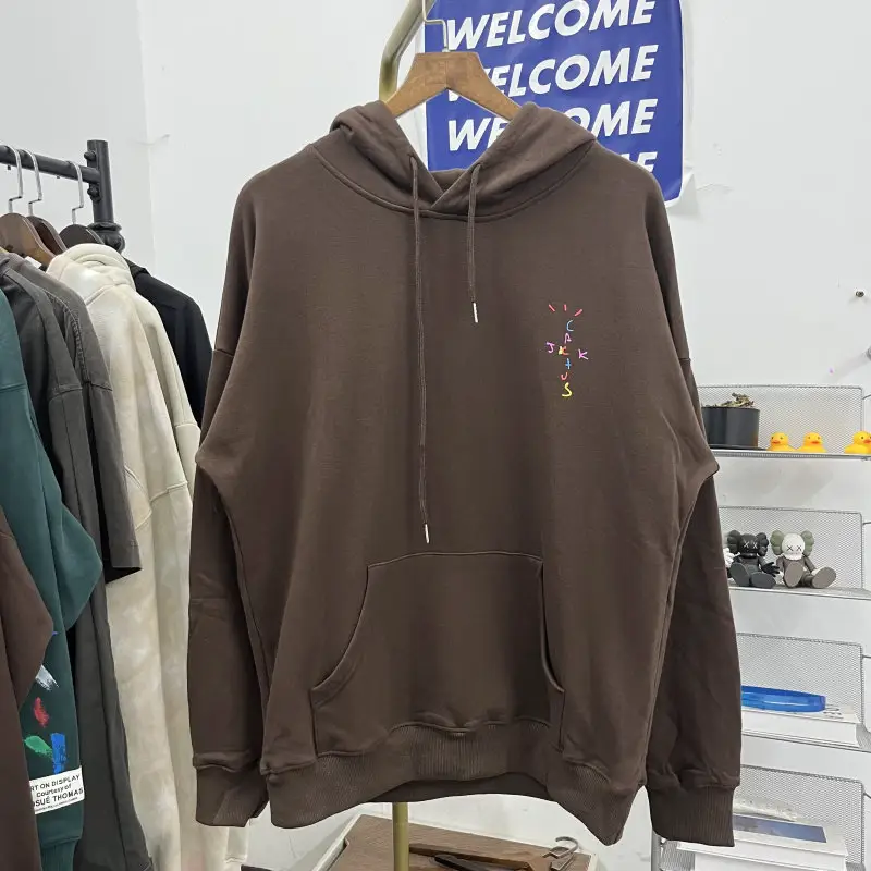 Travis Scott Cactus Jack Collaboration Foam Rainbow Letter Hooded Long-Sleeve New Terry Sweatshirt