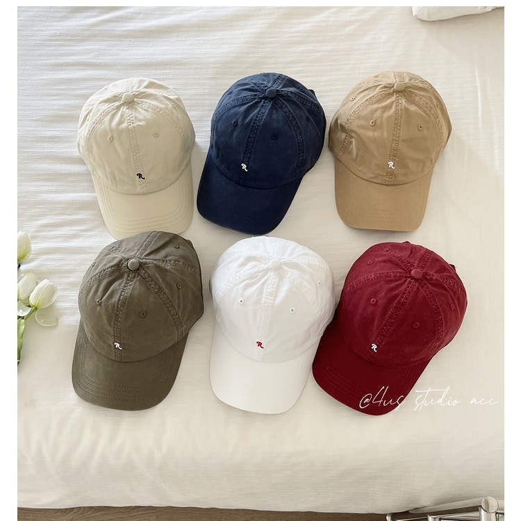 Small R Logo Baseball Cap for Women, 2026 Early Spring New Style, Soft Brim Duckbill Cap for Men, Korean Style, Versatile for Commuting, Makes Face Look Smaller