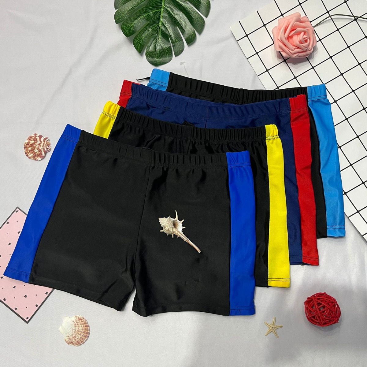2025 New Summer Youth Color Matching Fashion Children's Swimming Trunks Beach Hot Spring Swimming Equipment Manufacturer Factory