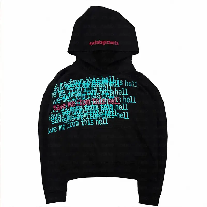 Amazon Cross-Border Gothic Retro Casual Pullover Personalized Letter Print Autumn and Winter New Street Hooded Sweatshirt