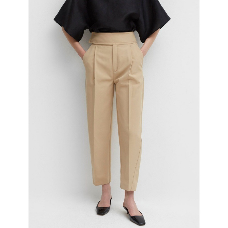 Longmei Draped Pleated Casual Pants for Women 2025 Spring/Summer New Nordic Tot Style Simple Commuting High-Waisted Cropped Pants