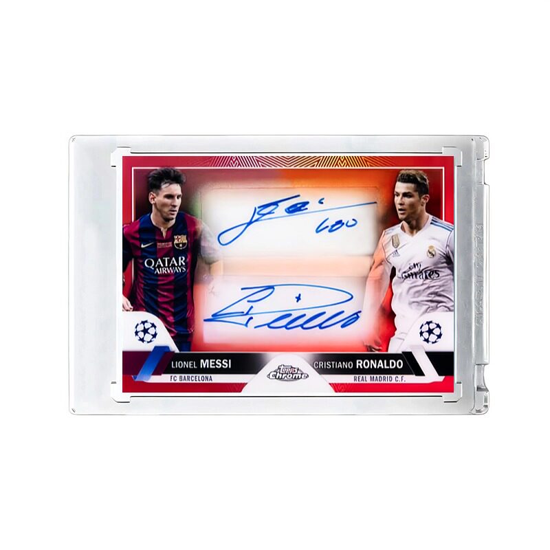 Messi & Ronaldo LAOSHU Star Card 5/5 Double Signed Red and White Non-Panini Authentic Football Signature Refraction Card