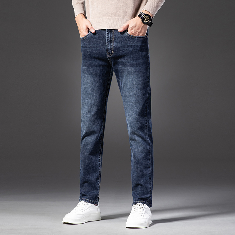 Online shop selling! Casual jeans men's wholesale spring and autumn thickened men's slim small straight trousers R563