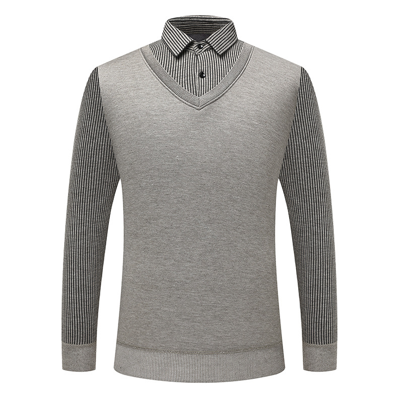 Cross-border e-commerce for men's fake two-piece sweater men's loose straight men's sweater pullover sweater sweater sweater