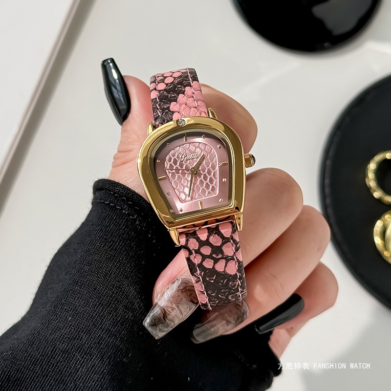 SCOTTIE/Shi Gaudi Leopard Print Explosive Leather Belt Watch Women's High Color Value Fashion Personalized Waterproof Quartz Watch Women's Watch