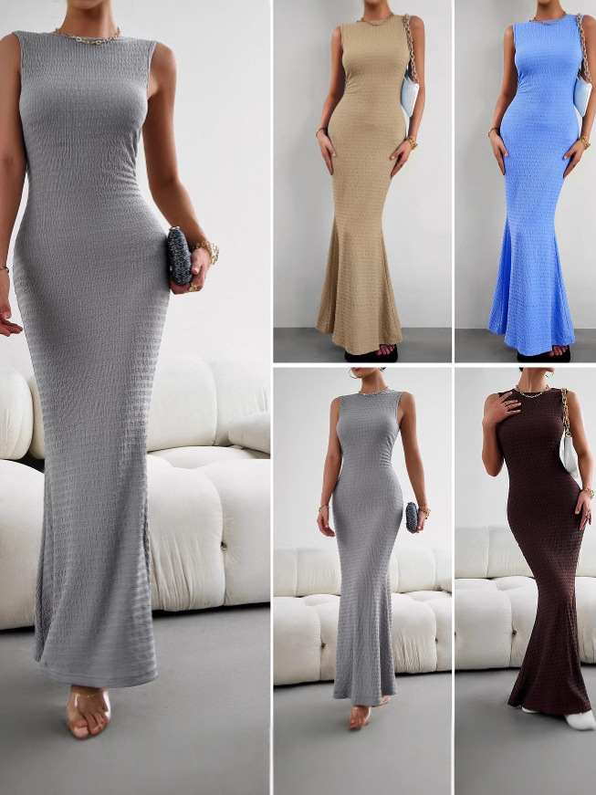 Retro Gentle Style Dress Cross-Border 2025 Dress Women's New European and American Gentle Sleeveless Long Dress