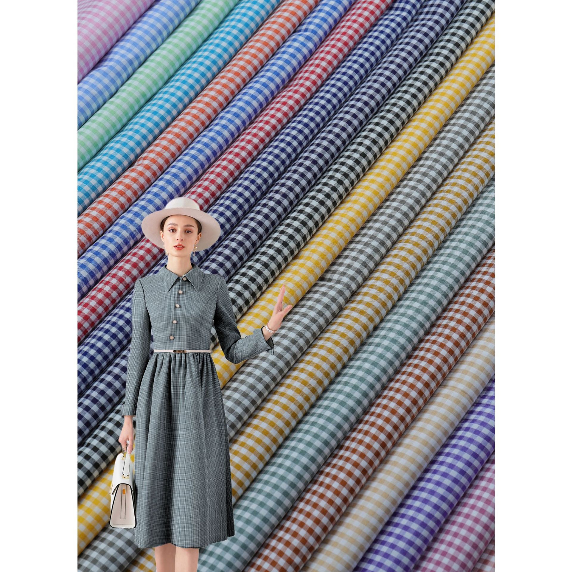 Spot 100D cationic 19 color 0.2 small plaid rainbow ins small fresh wind dress doll diy fabric