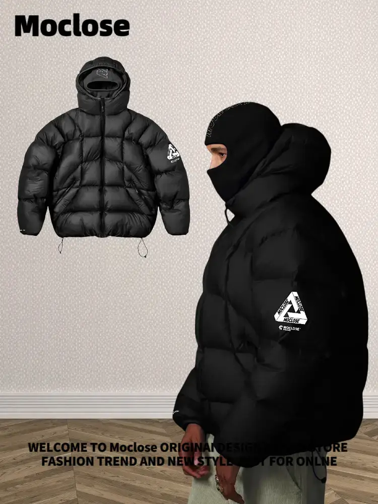 Moclose Street Fall and winter Outdoor Heattech Face Sports Loose Men's and Women's Stand Collar Hooded Long sleeves Bread Cotton Clothes