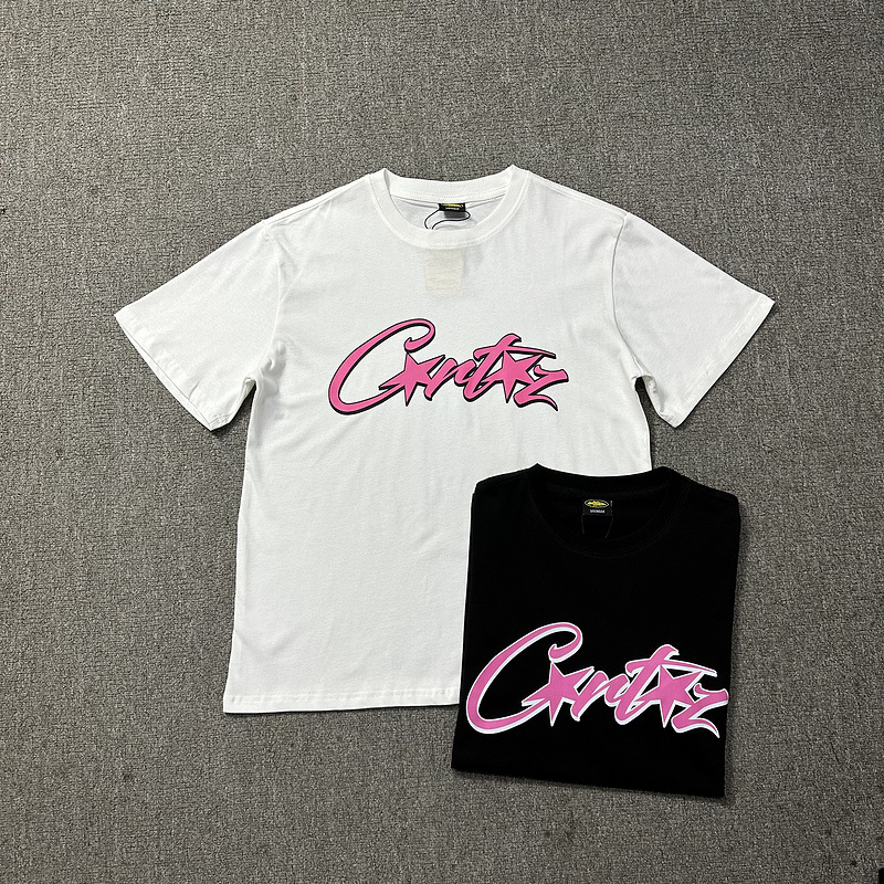 24 New Styles of Pink Letter Print Short-Sleeve T-Shirts, European and American Trendy Casual Loose Versatile T-Shirts, Popular Half-Sleeve Tops