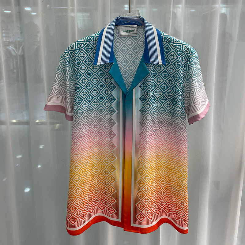 New European and American Trendy Foreign Trade Fashion Casual Men's 3D Direct Printing Digital Printing Short-Sleeved Men's Shirts Trendy Men's Shirts