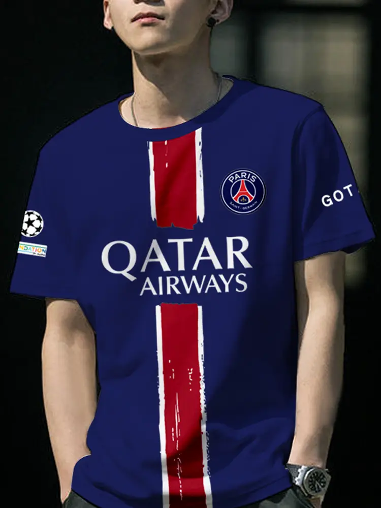 24-25 Paris Saint Germain Team Uniform Li Gangren Football Clothes Ice Silk Quick-Drying Short Sleeve T-shirt Men and Women Half Sleeve