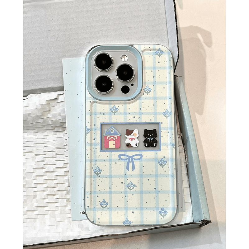 Fresh Blue Pig Cat Phone Case for Apple 15PROMAX iPhone14 Simple 13 Transparent 12 Soft Case 11