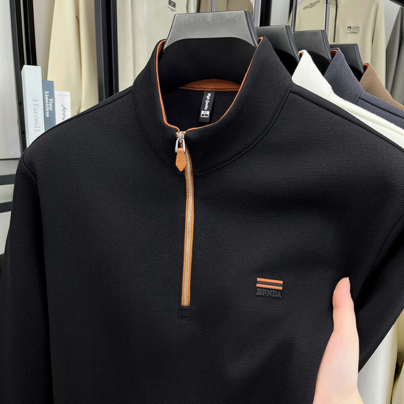 Wholesale Cross-Border Products, 25 Years of Experience, Main New Product: Double-Layer Thickened Textured Silicone Printed Half-Zip Shirt