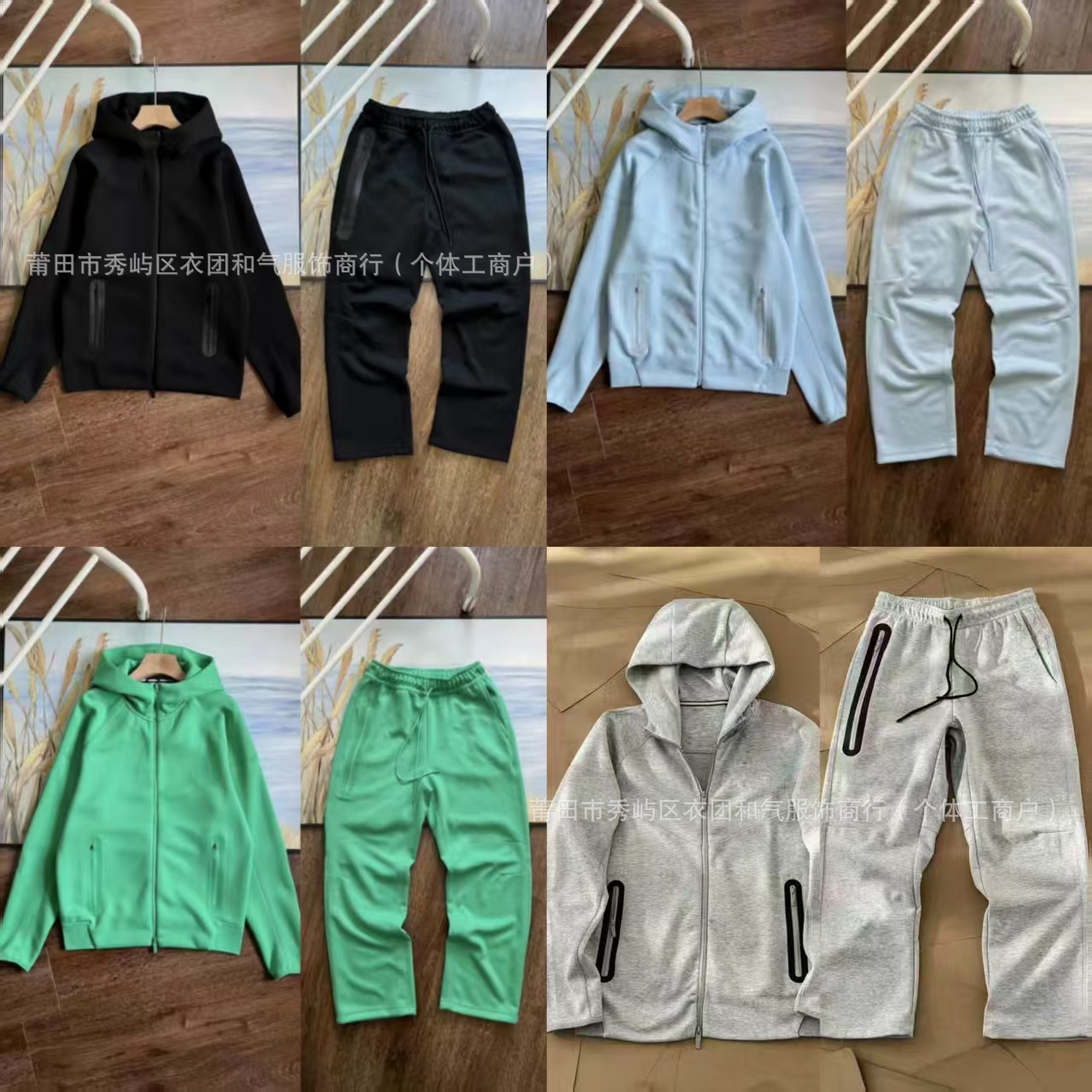 Spring and Autumn 24 New Leisure Sports Air Layer Hooded Jacket Coat and Sweatpants suit 454 and 461