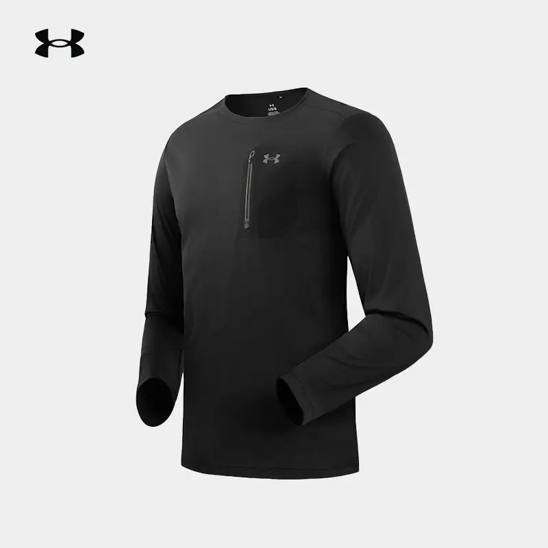 Under Armor Ua Official Outdoor Casual Long sleeves T-Shirt Zipper Chest Pocket 2025 Spring New arrival Sports Long sleeves T-Shirt Men